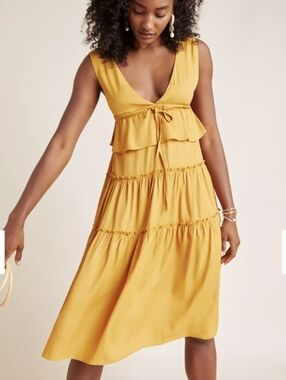 Sage The Label Anthropologie Demeter Tiered Ruffle Midi Dress Medium